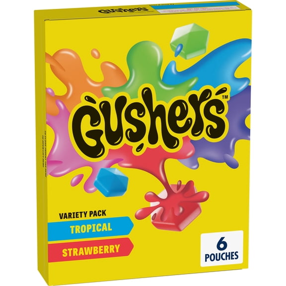 Gushers Fruit Flavored Snacks Variety Pack, Tropical and Strawberry Flavors, 6 Count, 4.8 oz