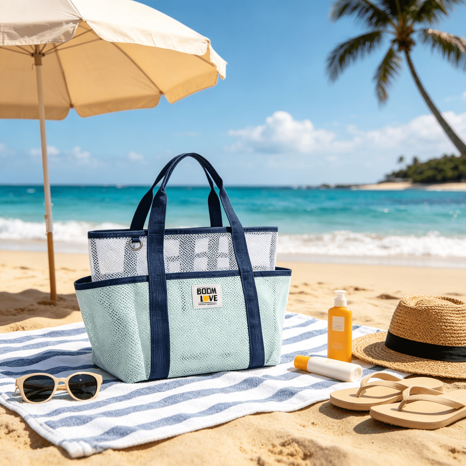 Summer Pool Beach Handbag Quick Drying Mesh Storage Bag
