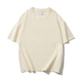 thumbnail image 5 of Fengqque Women's Plus Size Short Sleeve T-Shirts Round Neck Solid Color Loose Tops Summer Basic T-shirt Beige XL(XL), 5 of 5