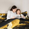 thumbnail image 4 of Manfei Traditional Crane Twin Comforter Sets for Home, Golden Moon Bedding Set for Office, Black Gold White, Black Reversible 2pcs, 1 Comforter and 1 Pillowcase, 4 of 6