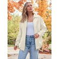 thumbnail image 2 of Chaqueta de cuero AUTOMET de gran tamaño de gamuza sintética para mujer, color beige, 2 of 6