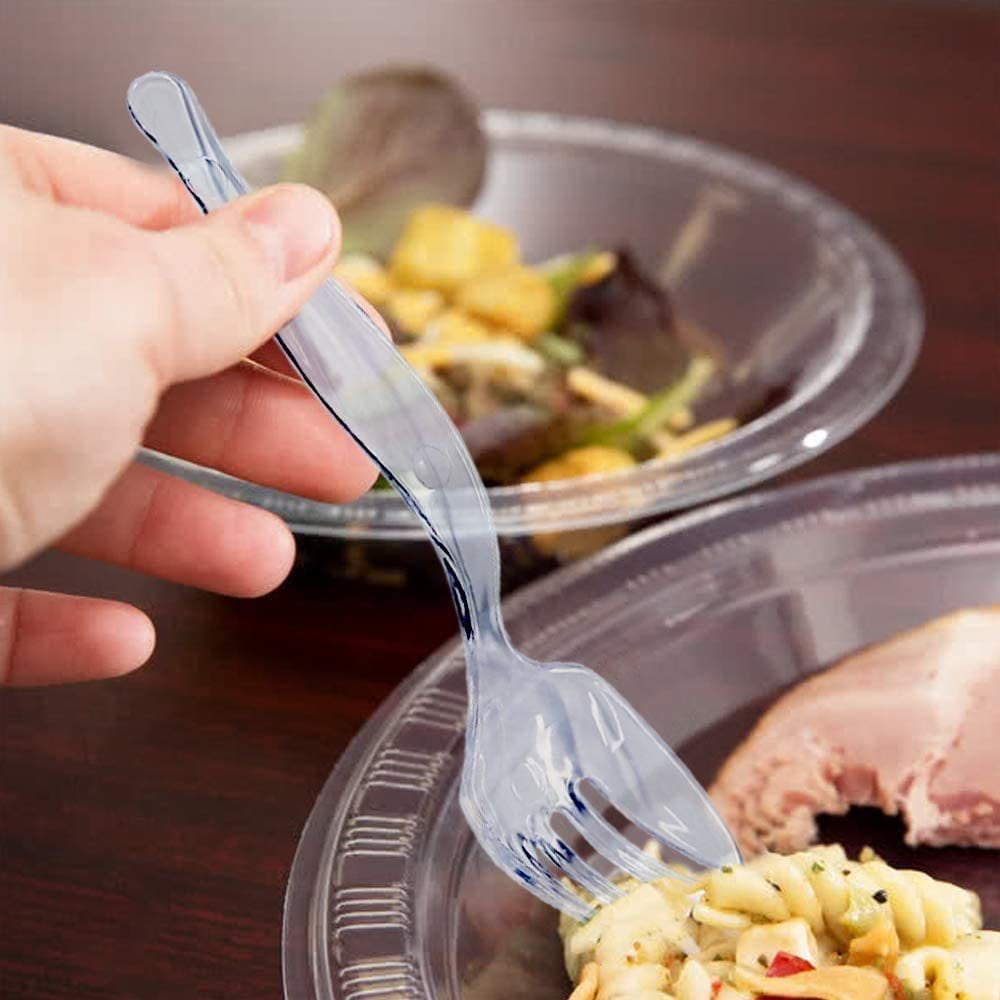 12 Clear Plastic Serving Forks Disposable Heavy Duty Hard Plastic