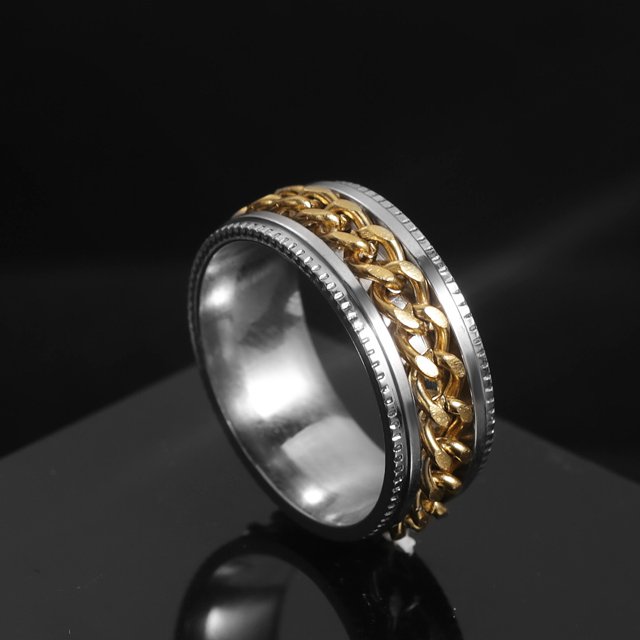 Nuevo anillo de pareja giratorio de acero inoxidable genial, cadena giratoria de alta calidad, anillos giratorios para mujer, hombre, joyería Punk, regalo de fiesta Dengxun unisex