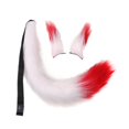 thumbnail image 1 of Juego de orejas y Cola de piel sintética de felpa Salvador Disfraz Decoración Fiesta de disfraces blanco rojo, 1 of 10