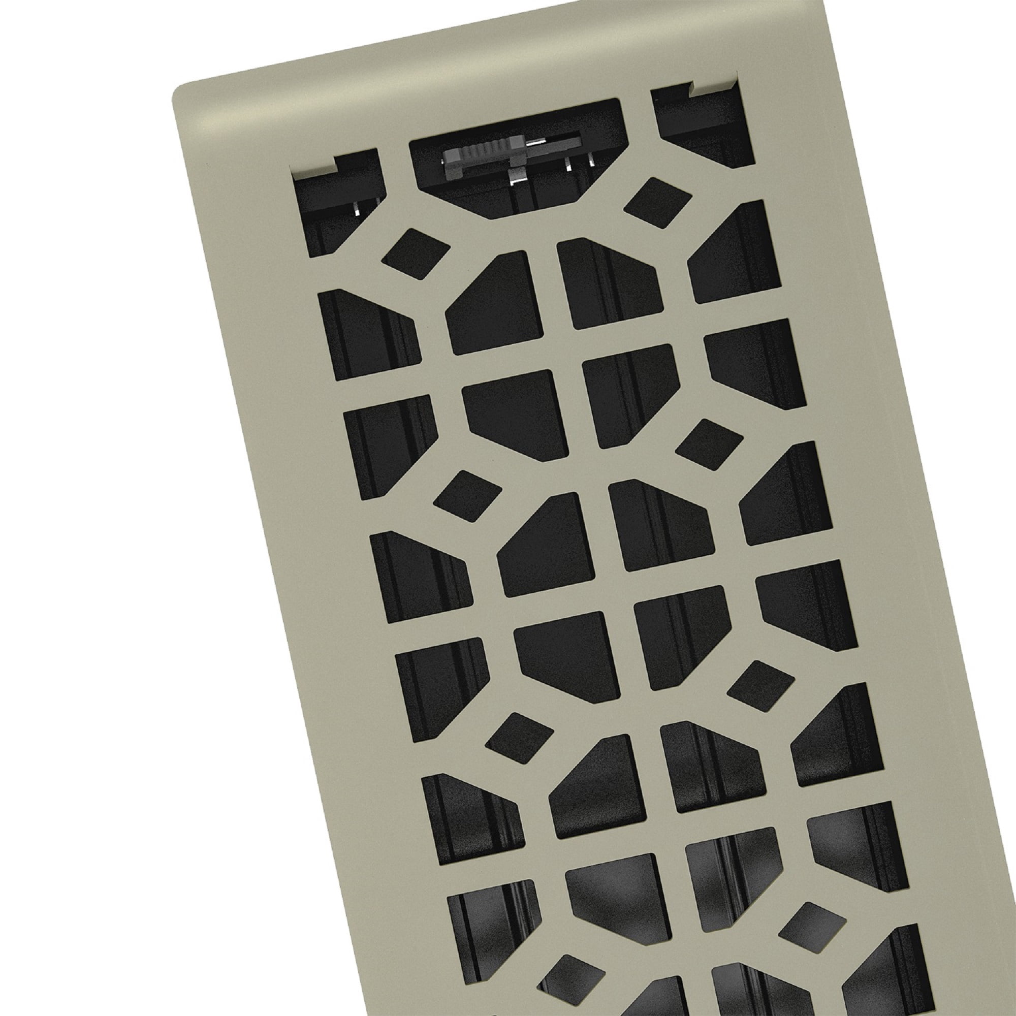 4in x 12in Templar Style Satin Nickel Metal Heating and Cooling Air Floor Register (2 PACK) - Overall 5 1/4" x 13 1/4"