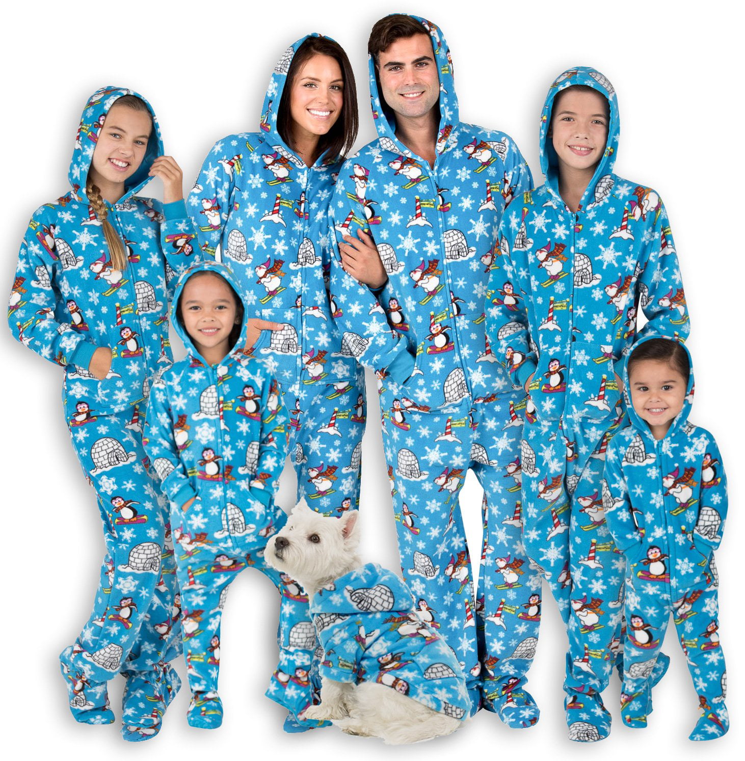 Matching Family Christmas Pajamas Sets Infant Warm Hooded Flannel Cute Print Pattern Sleepwear Onesies for Adult Kids Pet 