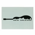 thumbnail image 1 of New Orleans Cutting Board, Modern Composition of a Guitar Shape with the City Skyline Silhouette, Decorative Tempered Glass Cutting and Serving Board, in 3 Sizes, by Ambesonne, 1 of 2