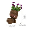 thumbnail image 4 of Pot de Plante Visage Pots de Fleurs Doubles en un pour Plantes d'Intérieur et d'Extérieur Jardinière Tête en Résine avec Trou de Drainage Pots de Plante Visage de Dame Mignonne, 4 of 6