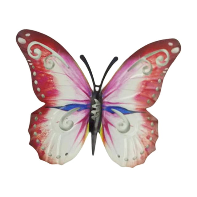 Decoraciones de pared de metal con forma de mariposa, decoración de arte colgante para exteriores. Rojo