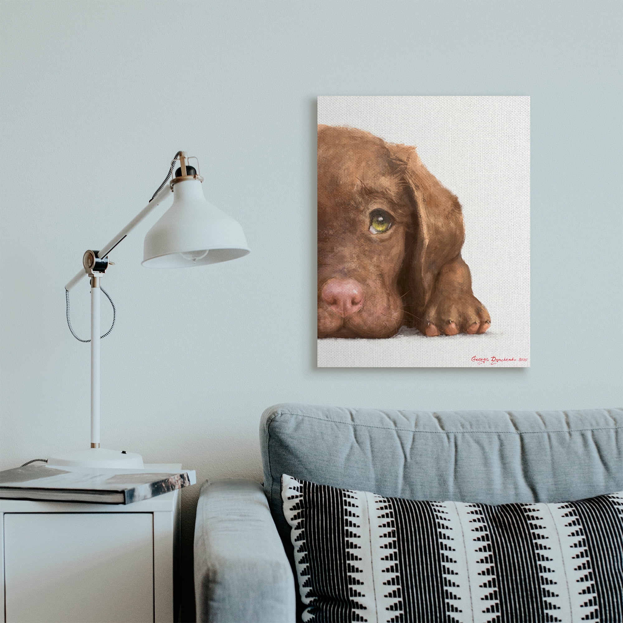 Stupell Industries Chocolate Labrador Puppy Resting Adorable Dog Portrait Canvas Wall Art, 24 x 30, Design by George Dyachenko