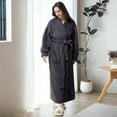 thumbnail image 6 of AMITOFO Long Robes for Women, Soft Fluffy Fleece Bath Robe with Front Pocket, Winter Warm Plush Lapel Women's Robes, Adjustable Belt, 6 of 7