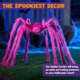 thumbnail image 2 of Joyfy 5 ft Giant Spider Halloween Decorations Outdoor,Poseable Scary Spider Lifelike Hairy Prop for Yard,Haunted House,Tree or Porch Party Decorations,Pink, 2 of 6