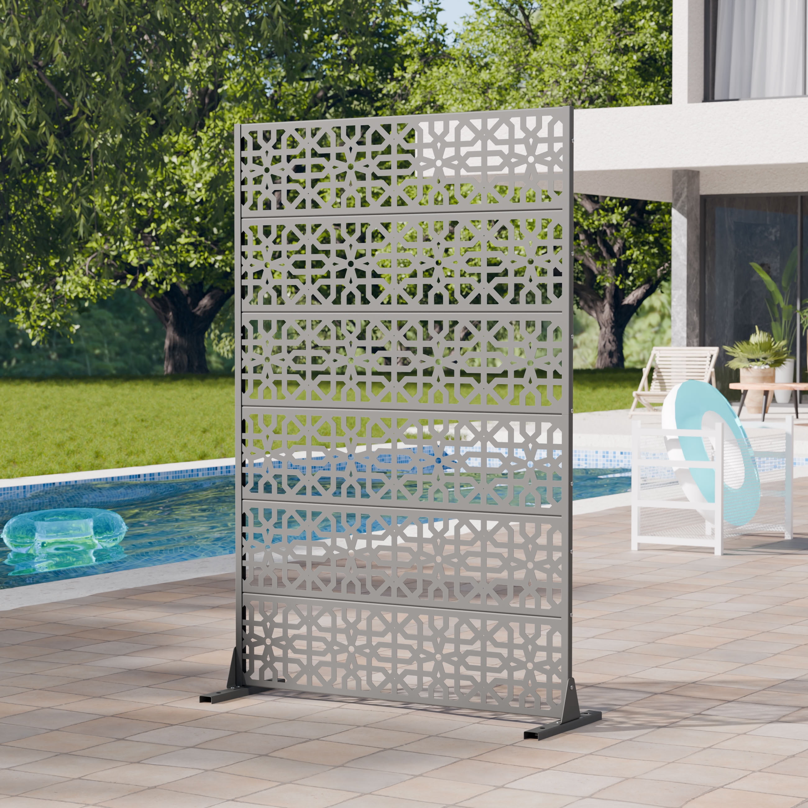 MAYEERTY 6 Panels Outdoor Privacy Screen, Metal Decorative Privacy Fence, Privacy Panel for Patio, Balcony, Backyard, Garden