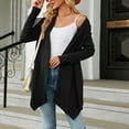 thumbnail image 2 of Women's Fashion Drape Open Front Cardigan Solid Long Sleeve Irregular Hem Mid Length Knit Sweater Fall Casual Outerwear, 2 of 6