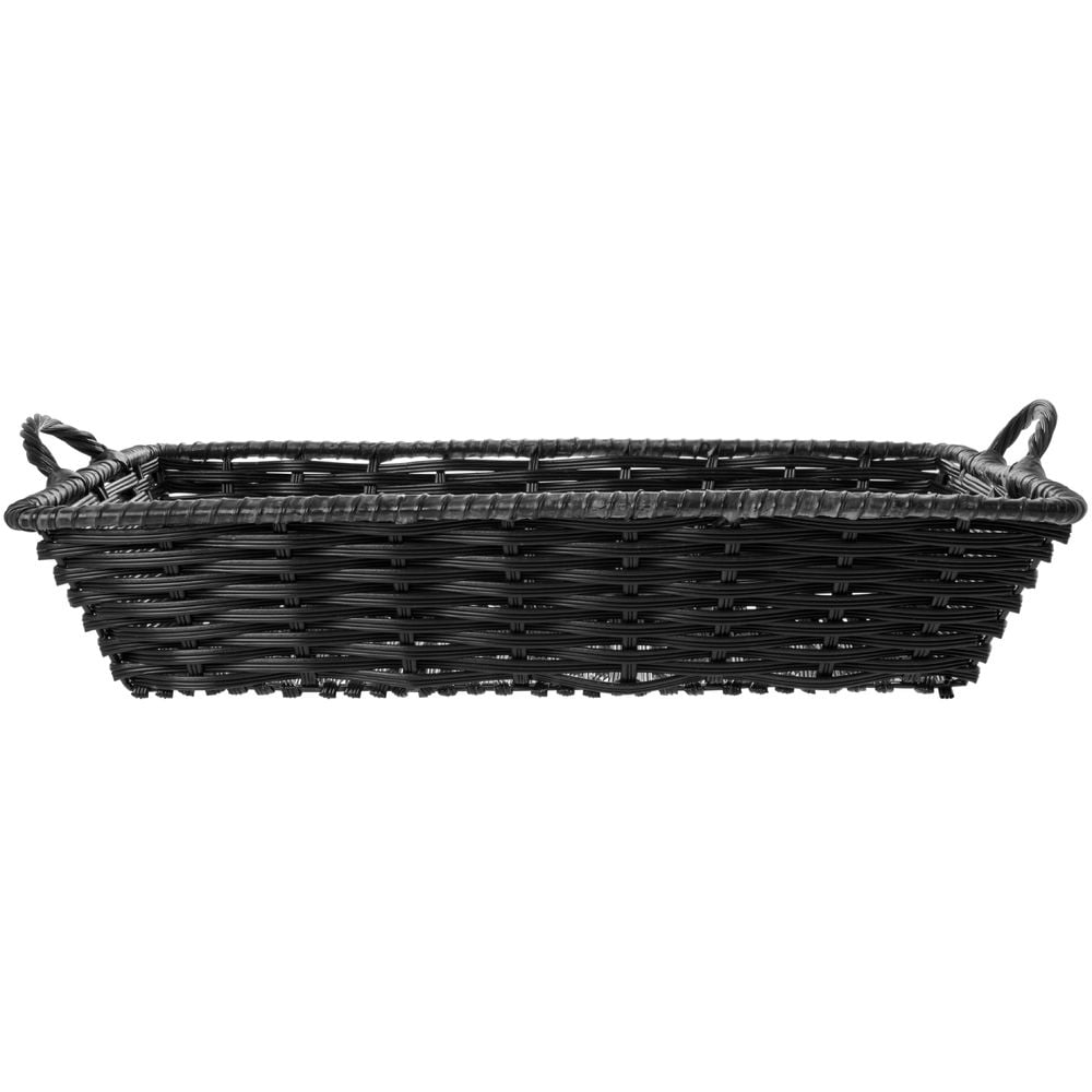 black woven storage baskets