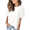 thumbnail image 1 of Women's White Swiss Dot Texture Short Sleeve Top, 1 of 11
