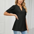 thumbnail image 6 of YYDGH Womens Summer Puff Short Sleeve V Neck T-Shirts Eyelet Casual Lace Dressy Tops Tunic Blouses Black M, 6 of 6