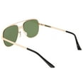 thumbnail image 4 of Sleek Metal Aviator Sunglasses With Double Crossbar Neutral Color Flat Lens 54mm (Gold / Green), 4 of 4
