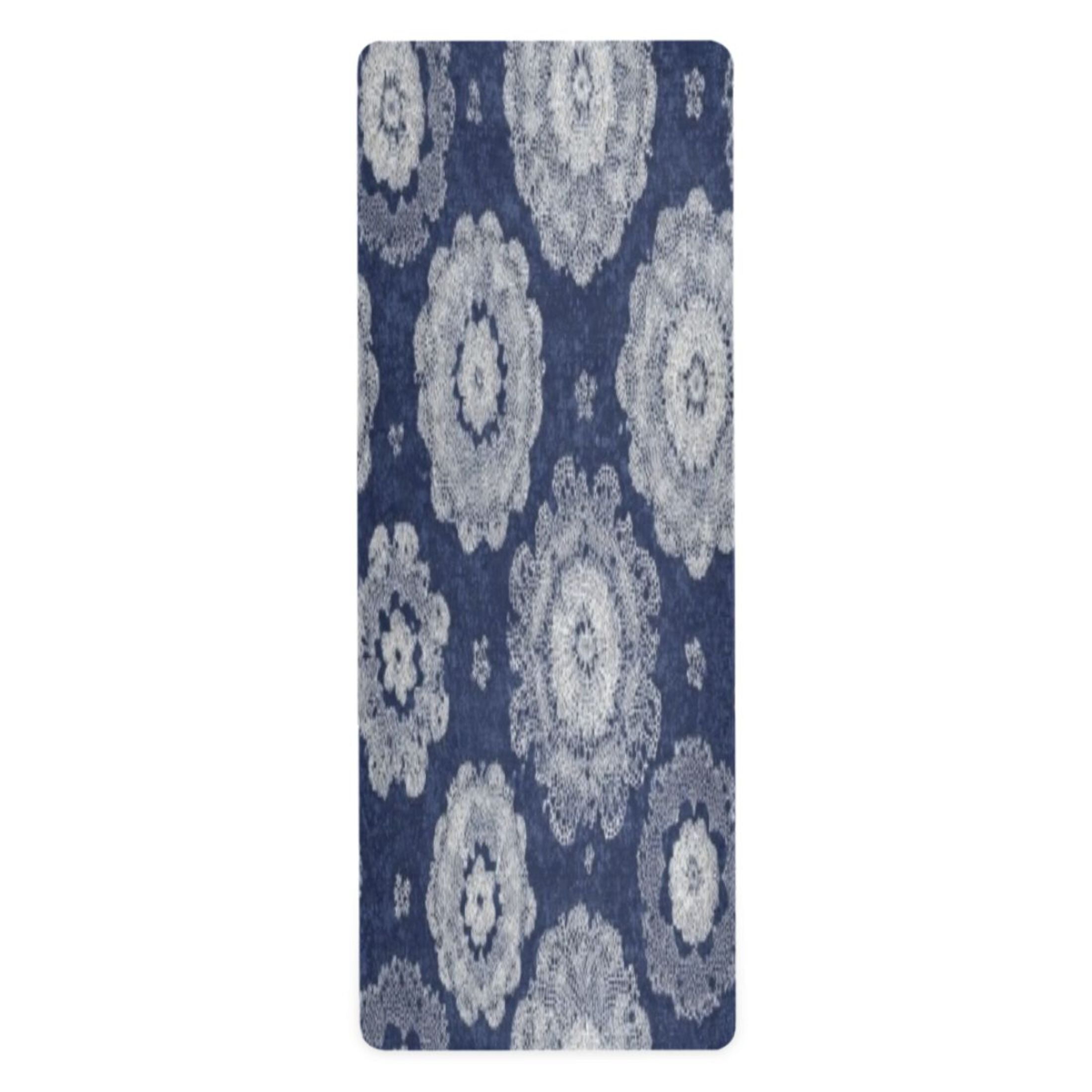 BZSMCE Yoga Mat Women Fitness Mat Navy Intricate Floral Pattern
