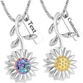 thumbnail image 2 of Sunflower Urn Necklace for Ashes Cremation Jewelry Daisy Flower Urn Ashes Necklace for Women for Human Ashes Memorial Keepsake Pendant, 2 of 7