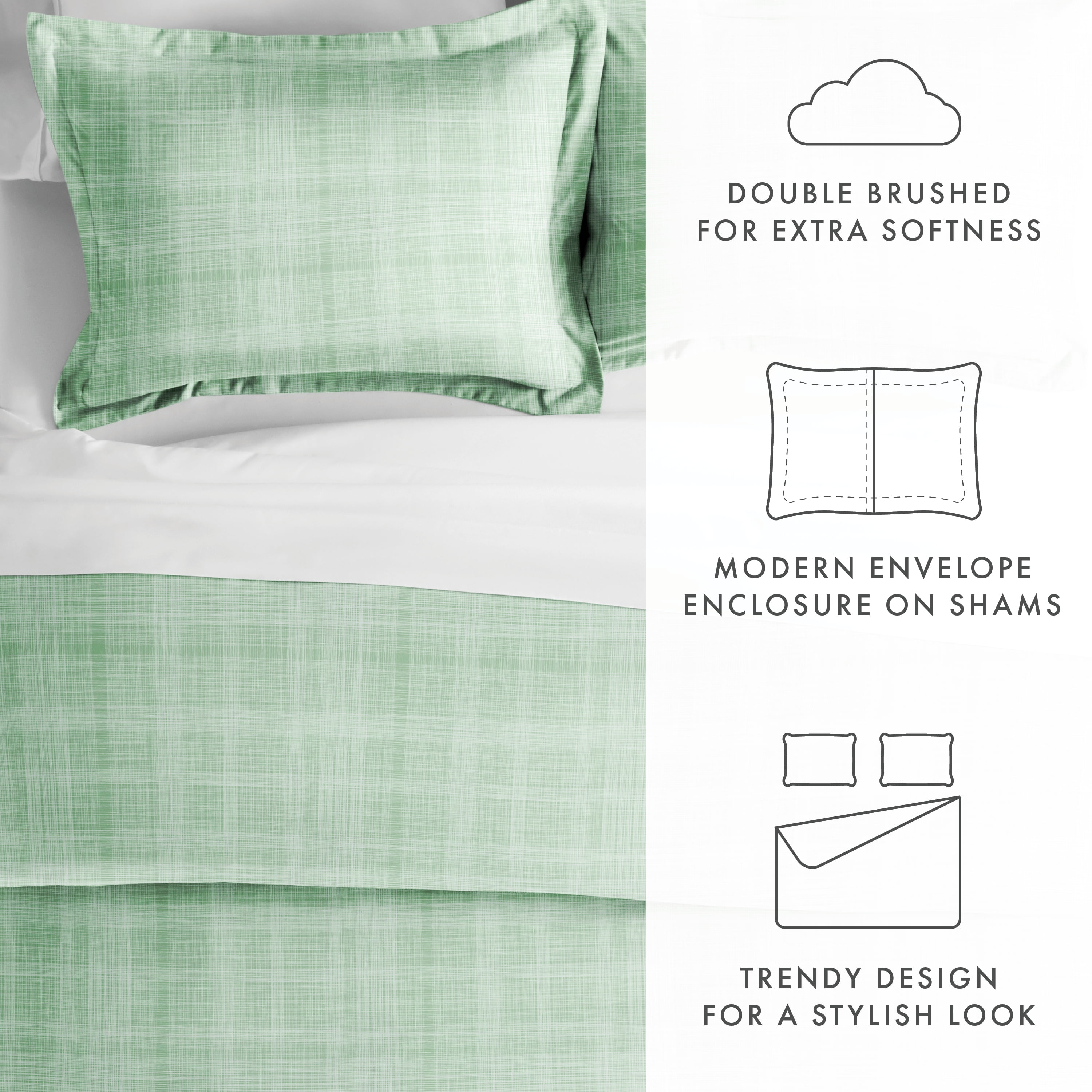Noble Linens Forest Thatch Pattern Duvet Set 3-Piece Duvet Cover Set, King/Cal King