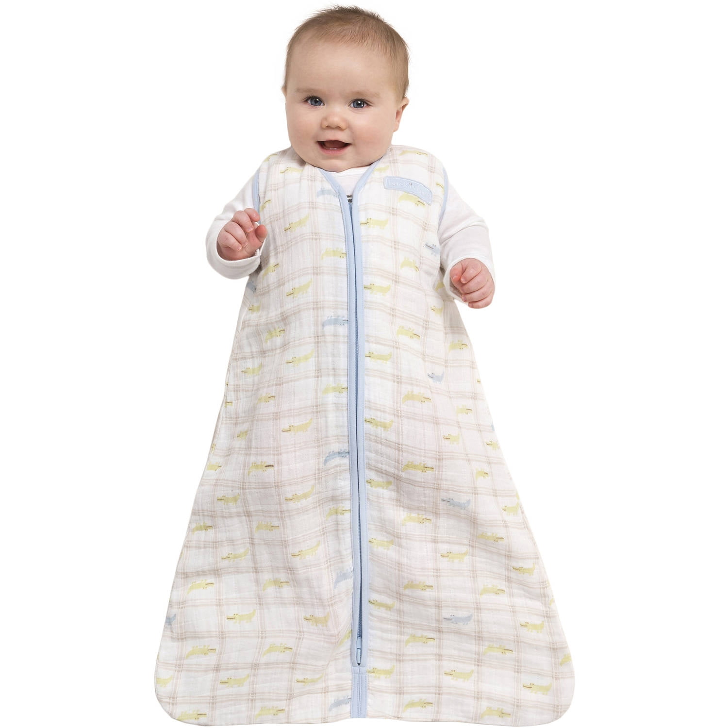 HALO SleepSack Wearable Blanket, 100 Cotton Muslin, Blue Gator Plaid