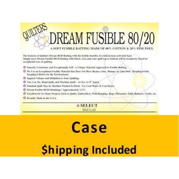 FUSETW Dream Fusible 80/20 Batting (Case(7), Twin 72 in x 93 in) shipping included*