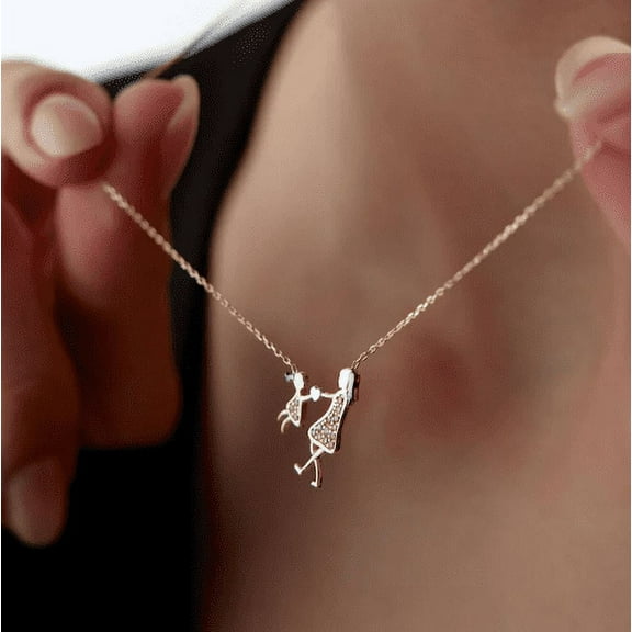 Unique Pendant Necklace in 14k Yellow Gold Finish - Birthday Necklace
