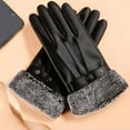 thumbnail image 5 of PMVFHDE Men's Winter PU Touchscreen Leather Gloves Windproof Warm Gloves, for Outdoor Driving Riding Black，One Size, 5 of 7