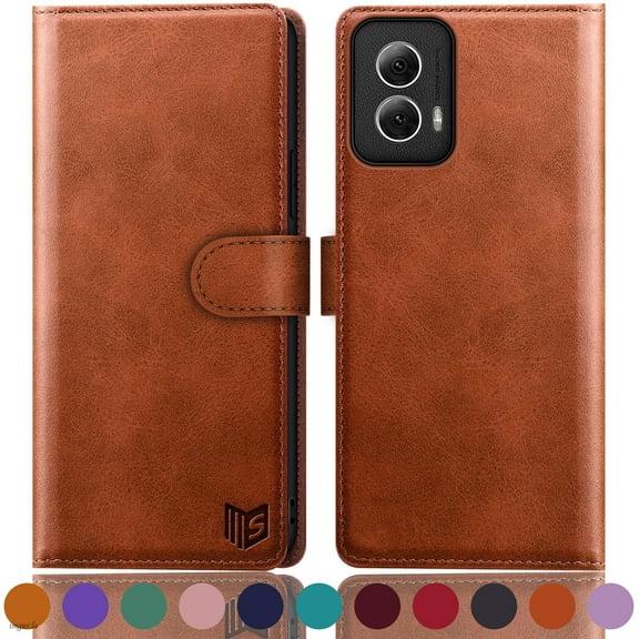 SUANPOT For Motorola Moto G Power 2024 Wallet Case with RFID Blocking Credit Card Holder,Light Brown