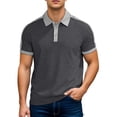thumbnail image 4 of Men Polo T Shirts Short Sleeve Quarter Button Up Tee Shirt Lightweight Grey Work Shirts for Men, 4 of 4