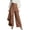 Coffee, variant on Asymmetrical Wrap Front Linen Pants for Women High Waist Wide Leg Summer Casual Streetwear Trousers