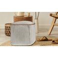 thumbnail image 2 of LR Home Square White Braided Cotton and Jute Pouf Ottoman, 18" H x 18" W, 2 of 6