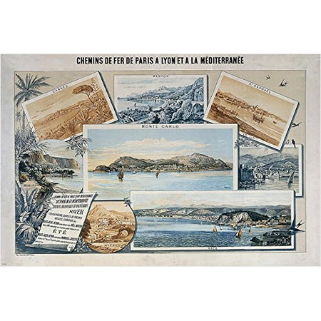 Vintage Travel Poster French Railways Postcards Photos Collectible 24X36