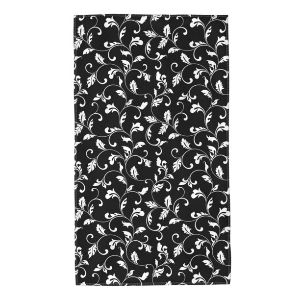 Fotbe Black White Leaves Toalla Premium con Patrón, Toalla de Microfibra de Secado Rápido, Ligera y Altamente Absorbente (27.5x16in), Ideal para Uso Diario