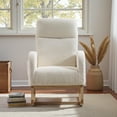 thumbnail image 2 of Tcbosik Rocking Glider Chair, Upholstered Accent Rocker Chair with High Back, Teddy Fabric Arm Chair with Side Pocket, Single Sofa Chair for Bedroom, Living Room, Balcony, White, 2 of 7
