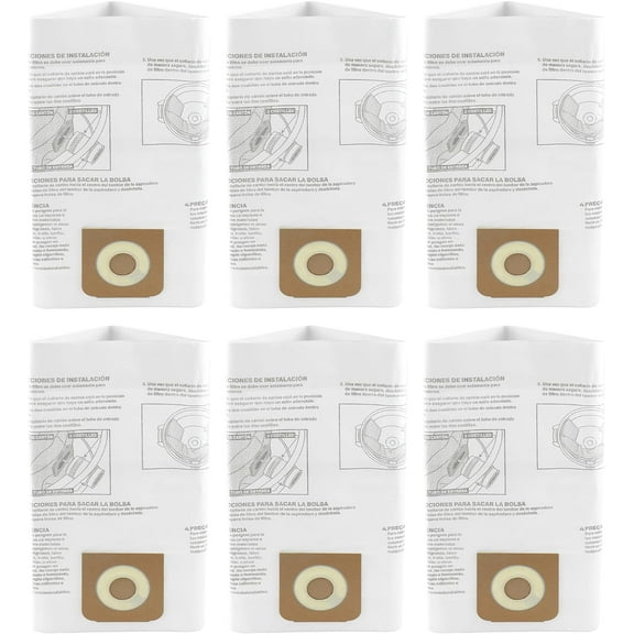 16 and 20 Gallon Wet/Dry Vacuum Collection Bags replace for Craftsman CMXZVBE38749, Universal Vacuum Filter Bags, 6 Pack