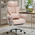 thumbnail image 3 of Desk Office Chair Big  Back PU Leather Computer Chair  Executive Office Chair with Leg Rest and Lumbar Support  Grey Office Chair, 3 of 6