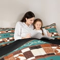 thumbnail image 5 of Feelyou Teal Aztec Queen Comforter Set, Brown Cow Print Patchwork Bedding Set, 3pcs, 5 of 8