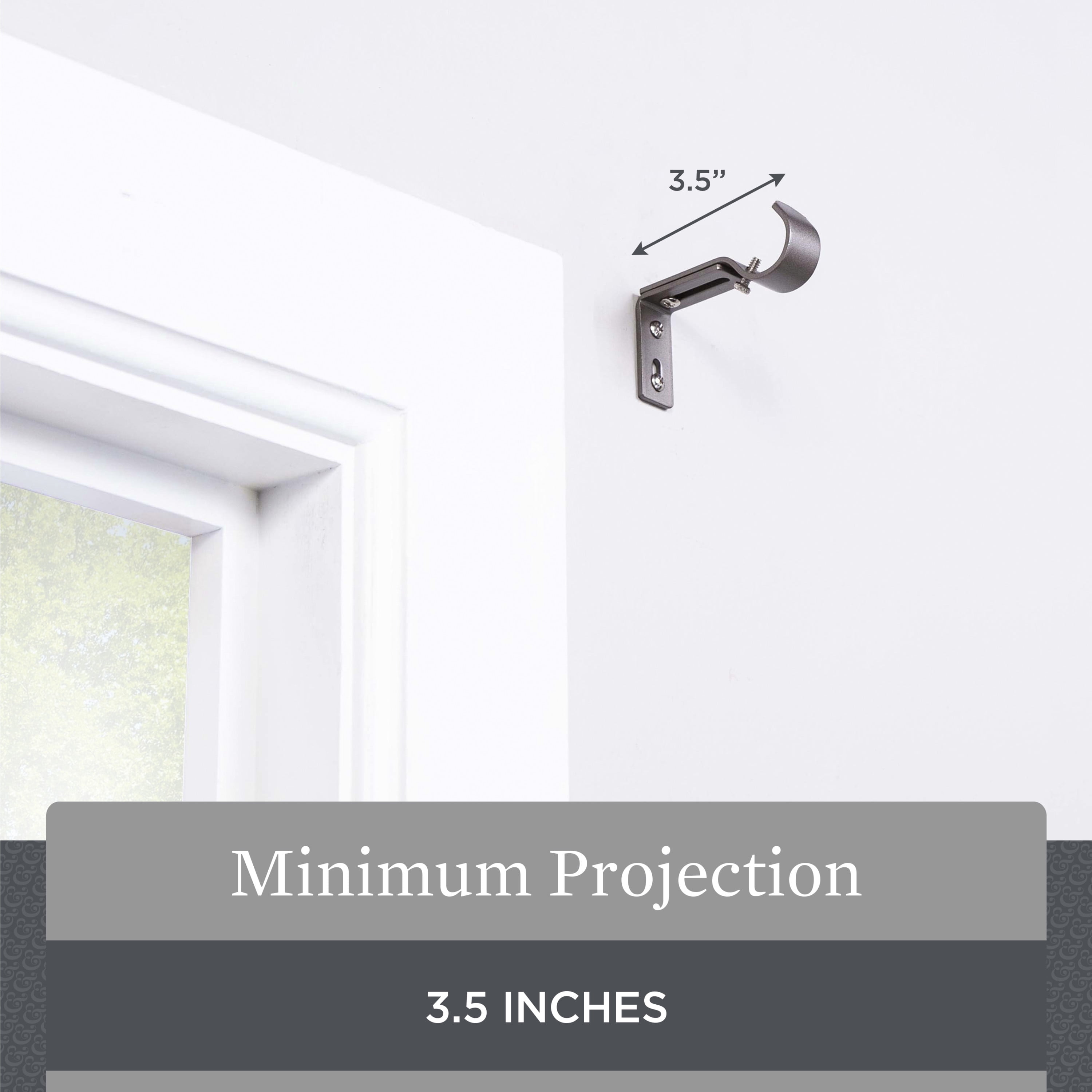 Better Homes & Gardens Metal Adjustable Curtain Rod Brackets in Pewter Gray, 3/4 to 1 Inch Diameter
