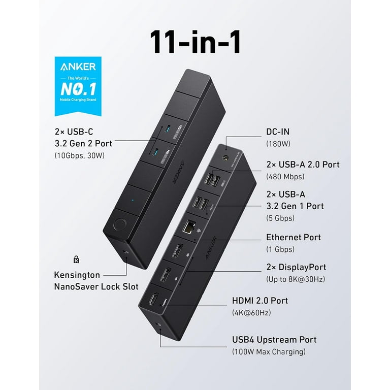 Anker 568 USB-C Docking Station (11-in-1, USB4), Up to 100W