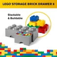 thumbnail image 3 of LEGO Brick Drawer, 8 Knobs, 2 Drawers, Stackable Storage Box, Stone Grey, 3 of 8