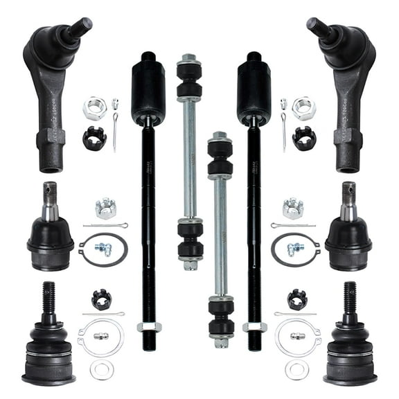 Detroit Axle - New 10-Piece Front Suspension Kit - 2 Upper Ball Joints, 2 Lower Ball Joints, 2 Front Sway Bar End Links, All 4 Inner and Outer Tie Rod Ends- fits 4.0L 4-Door Models ONLY