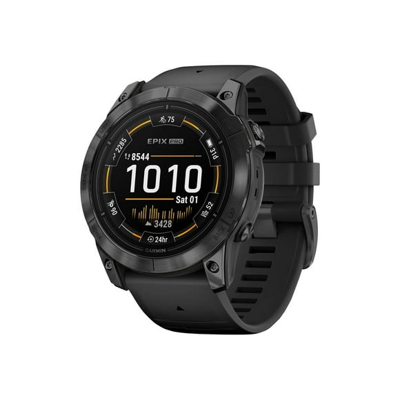 Garmin epix Pro - Standard Edition - 2nd generation - 51 mm - slate gray fiber-reinforced polymer - Yes smart watch with band - silicone - black - wrist size: 5 in - 8.27 in - display 1.4" - 32 GB - Bluetooth, Wi-Fi, ANT+ - 3.46 oz