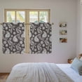 thumbnail image 3 of Grey Paisley Kitchen Curtain for Berdoom Living Room Cafe 54 Inch Length, Ethnic Vintage Floral Botanical Abstract Tiers Curtains Light Filtering Drapes Rod Pocket Window Treatment 2 Panels 52"Wx54"L, 3 of 8