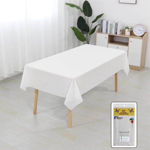 CuiLiyq Solid Color Disposable Square Tablecloth, Party Tablecovers, Table Cloths for BBQ, Picnic, Birthday, Wedding Parties (54" x 72", White)