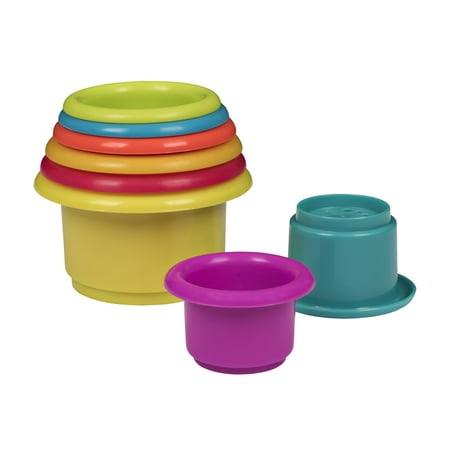 Playkidz: Rainbow Stacking & Nesting Cups Baby Building Set. 8 Pieces. With Embossed Animal Characters. For Indoor, Outdoor, Bathtub, And Beach Fun Toy. Multi