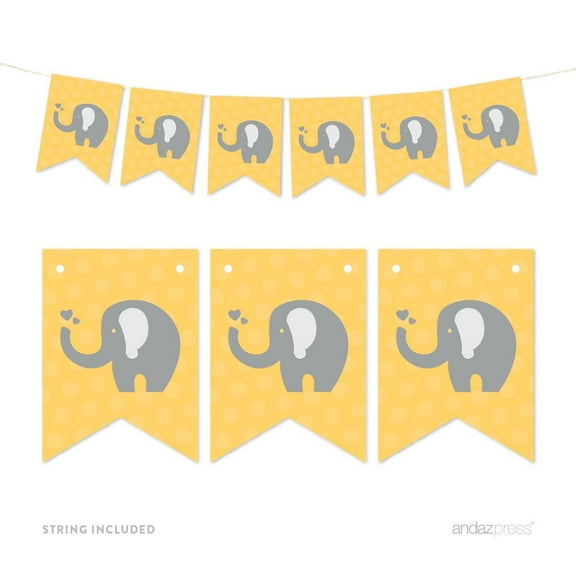 Yellow Pennant Party Banner Elephant