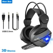 Video Game Headset with Microphone for Xbox One|PS4|PS5|Nintendo Switch|PC, Stereo Gaming Headphone with LED Light, 3.5mm/USB