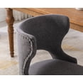 thumbnail image 4 of Guyou Modern Dining Chairs Set of 2, Mid-century Upholstered Linen Armless Side Chair with Nailhead Trim and Curved Back for Dining Room Living Room Kitchen, Grey, 4 of 11